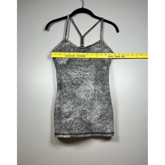 Lululemon Power Y Tank Luon Spray Jacquard White Black, Size 6 - Picture 5 of 7